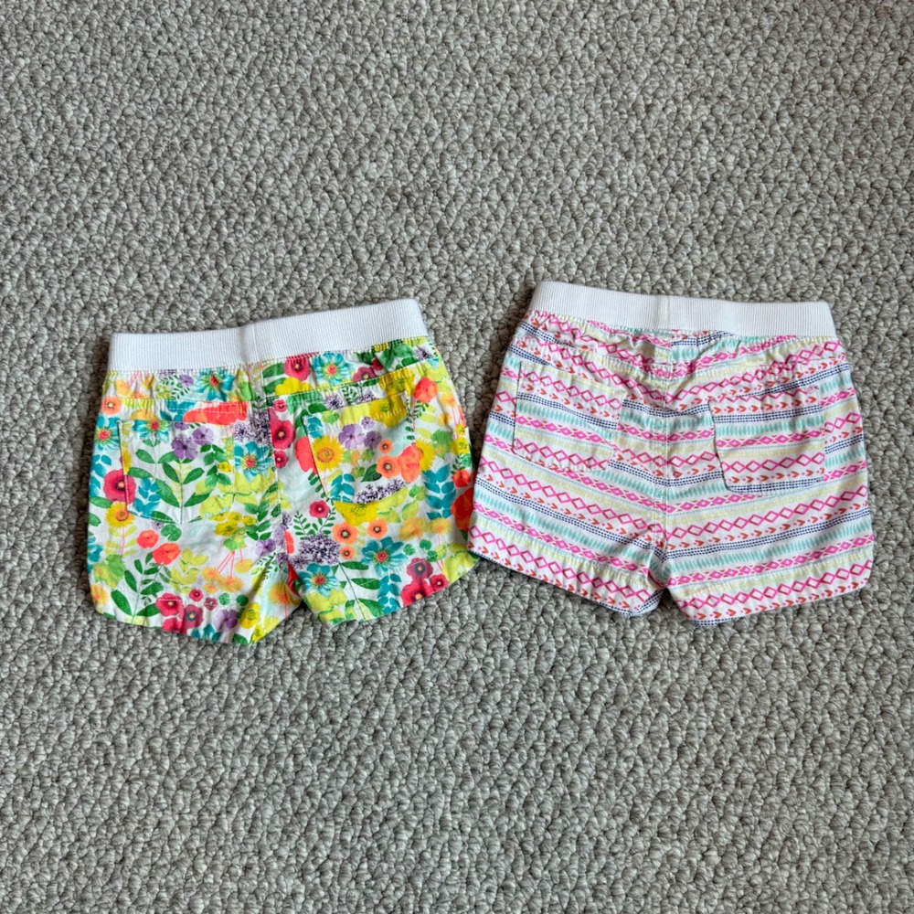 Cherokee Girls Size 2T Floral Stripes Shorts Set Play Summer - Picture 5 of 7